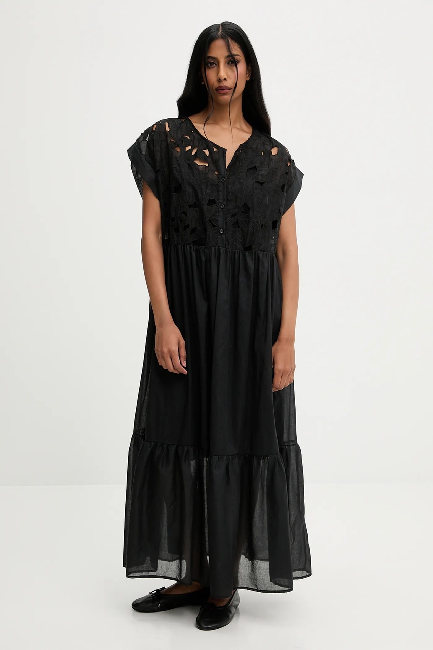 Answear.LAB rochie culoarea negru, maxi, evazati