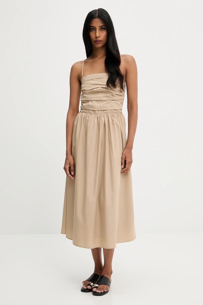 Answear.LAB rochie culoarea bej, midi, evazati