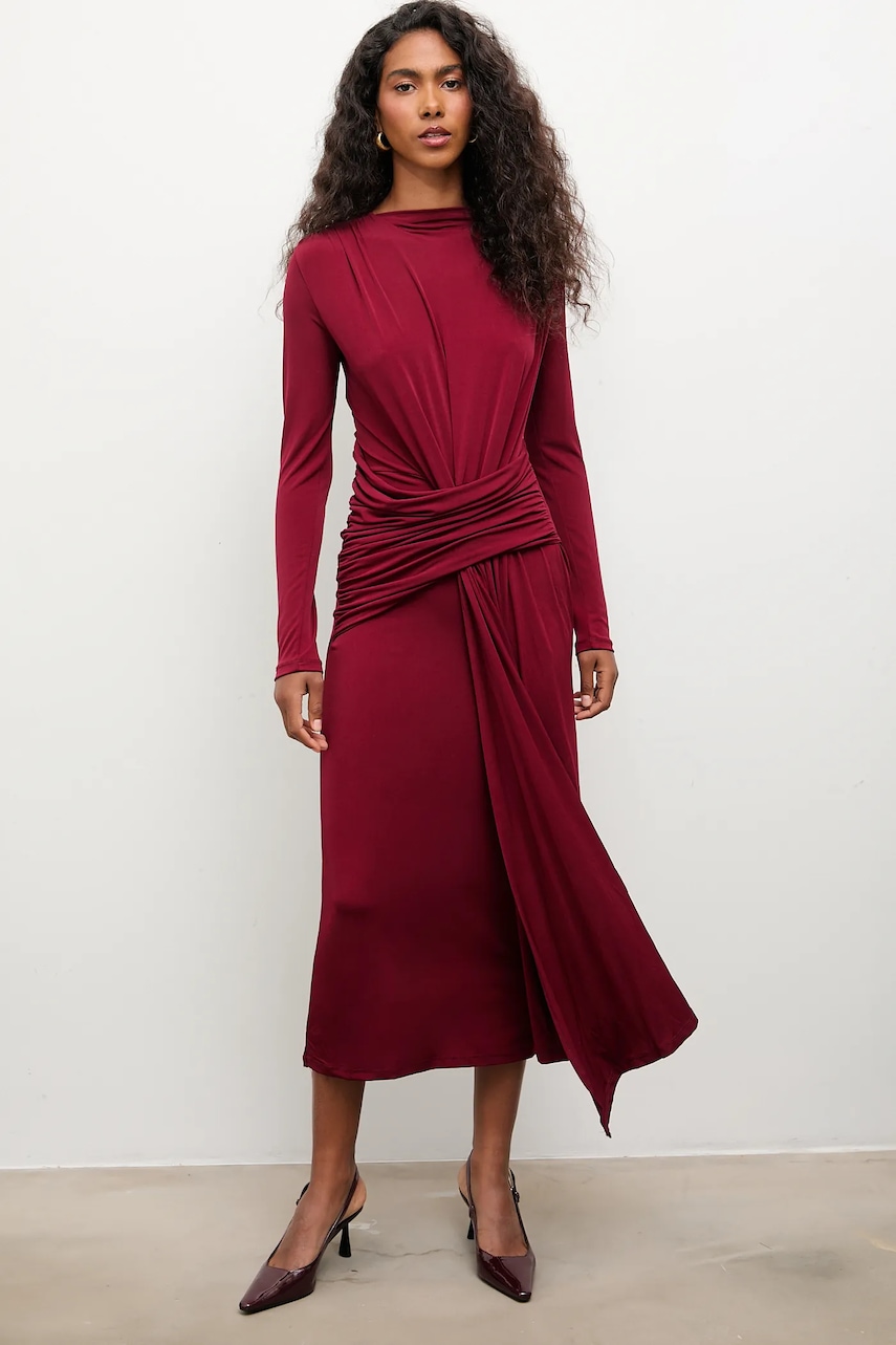 Answear.LAB rochie culoarea bordo, maxi, mulata
