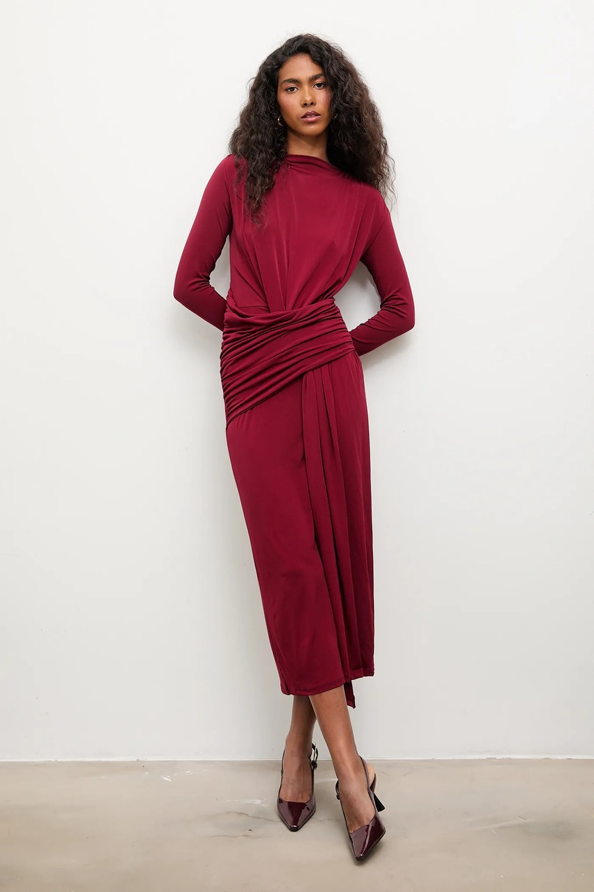 Сукня Answear.LAB колір бордовий maxi облягаюче