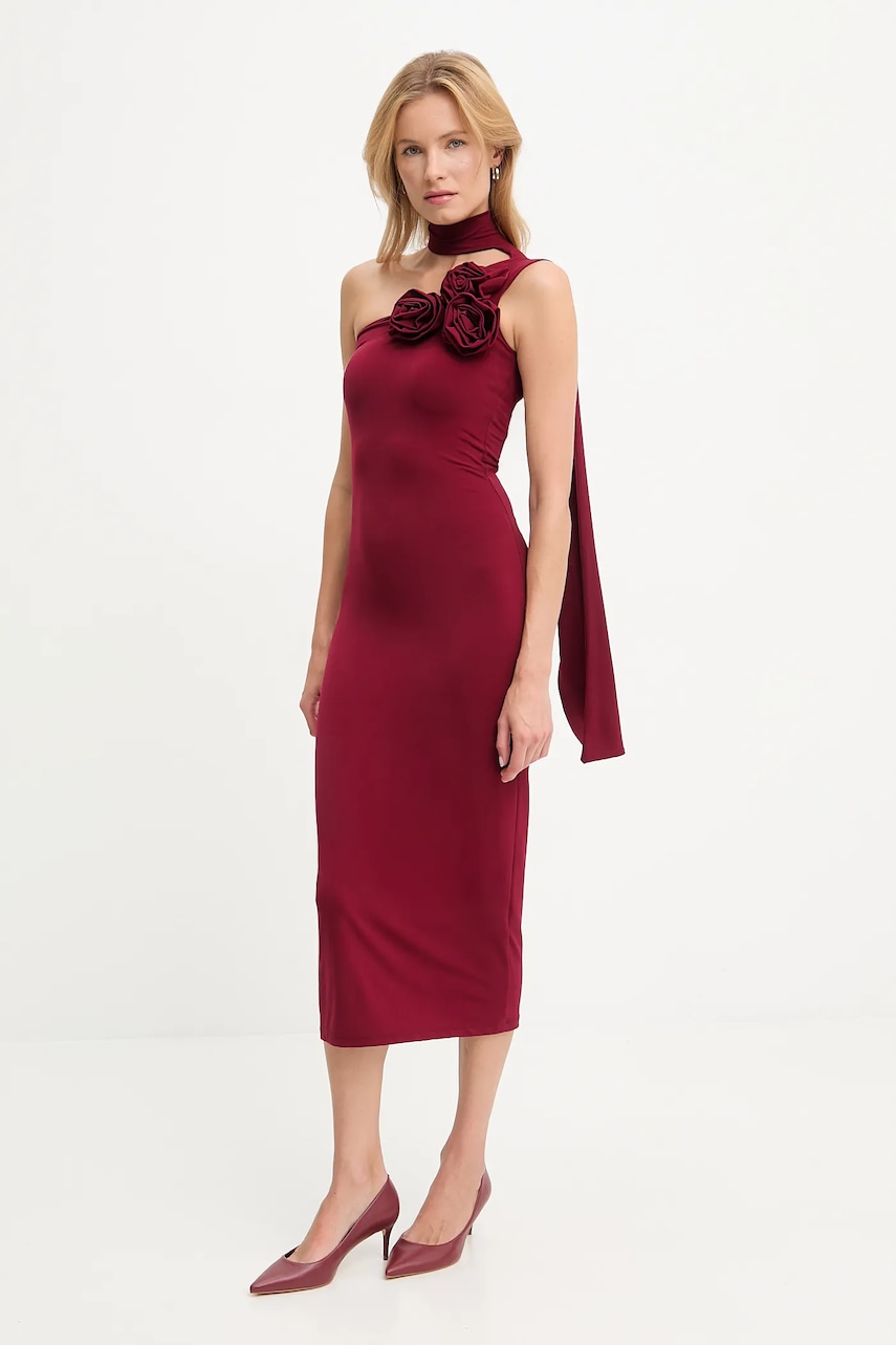 Answear.LAB rochie culoarea bordo, midi, drept