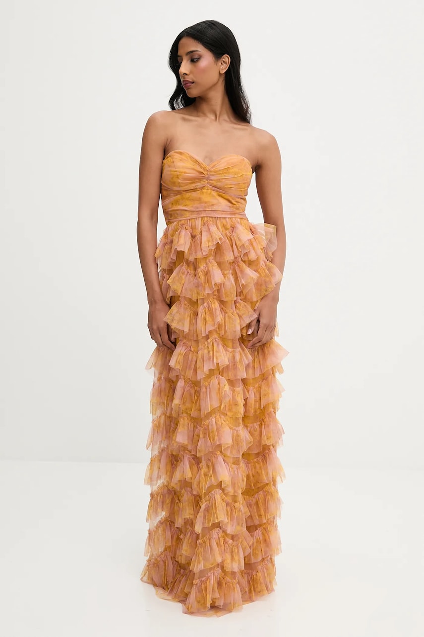 Answear.LAB rochie culoarea galben, maxi, evazati