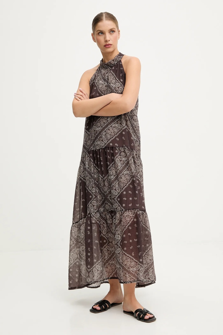 Платье Answear.LAB цвет коричневый maxi расклешённая