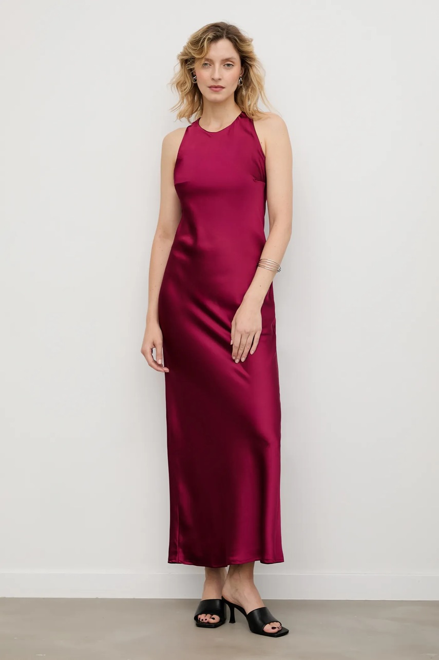 Answear.LAB rochie culoarea bordo, maxi, evazati