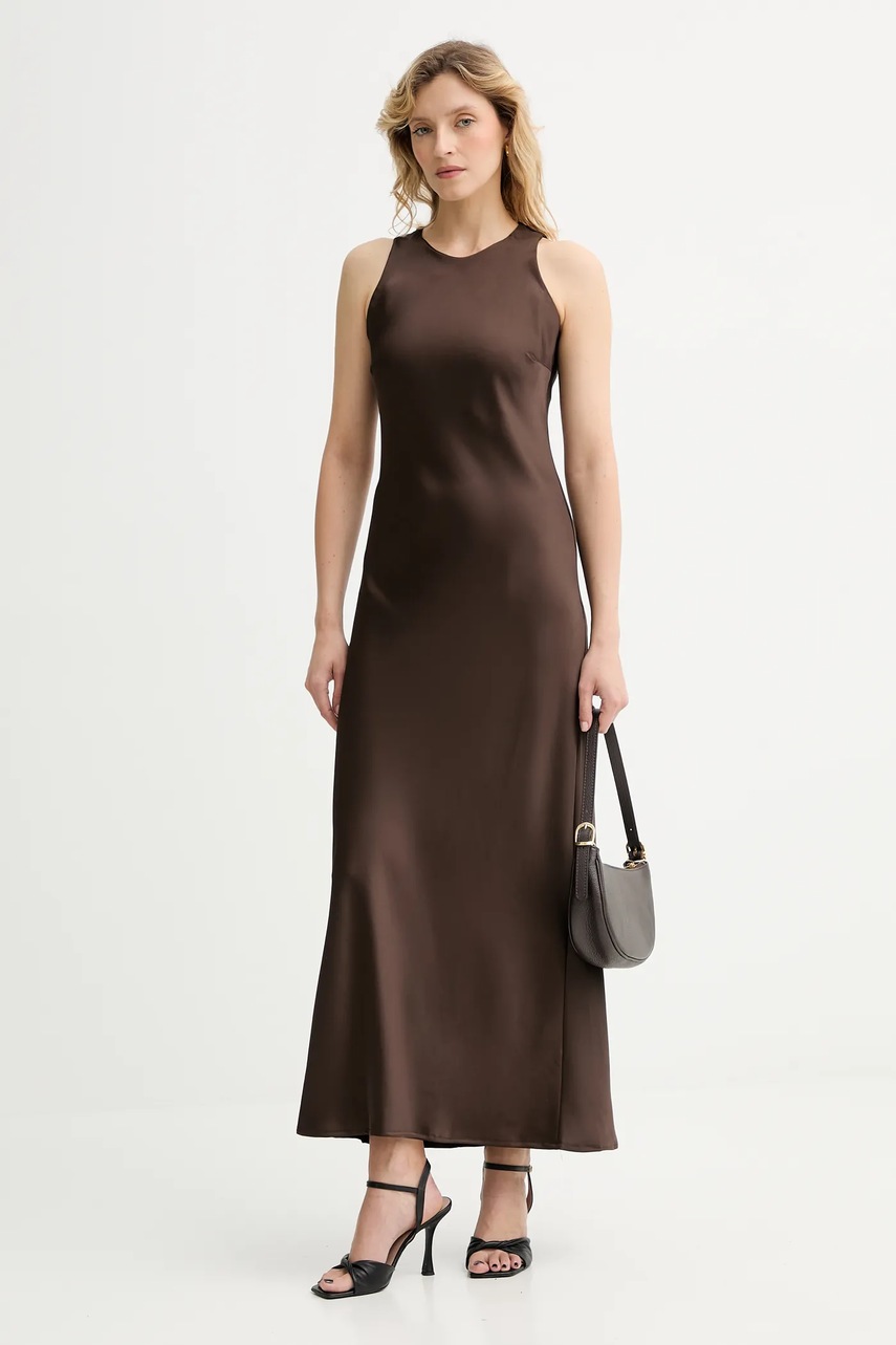 Платье Answear.LAB цвет коричневый maxi расклешённая