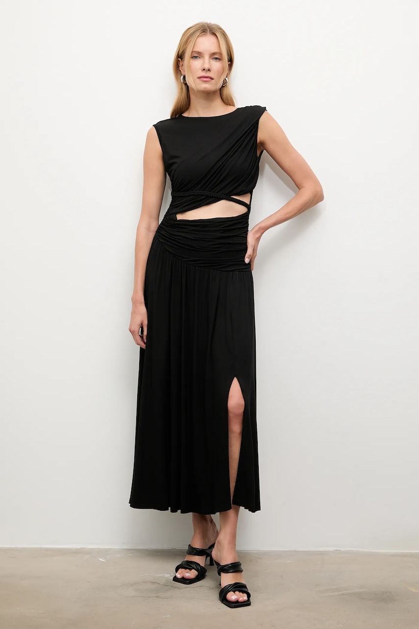 Answear.LAB rochie culoarea negru, maxi, evazati