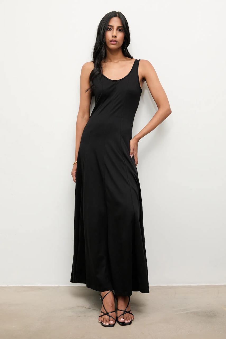 Answear.LAB rochie din bumbac culoarea negru, maxi, evazati