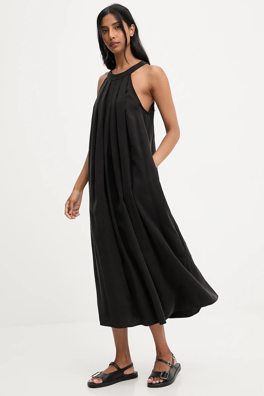 Answear.LAB rochie culoarea negru, midi, evazati