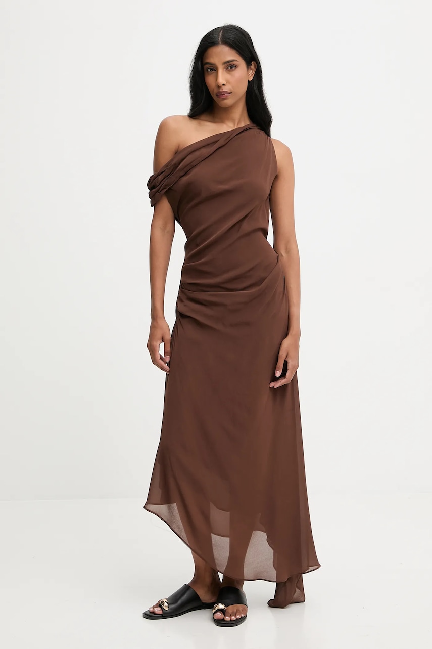 Answear.LAB rochie culoarea maro, maxi, drept