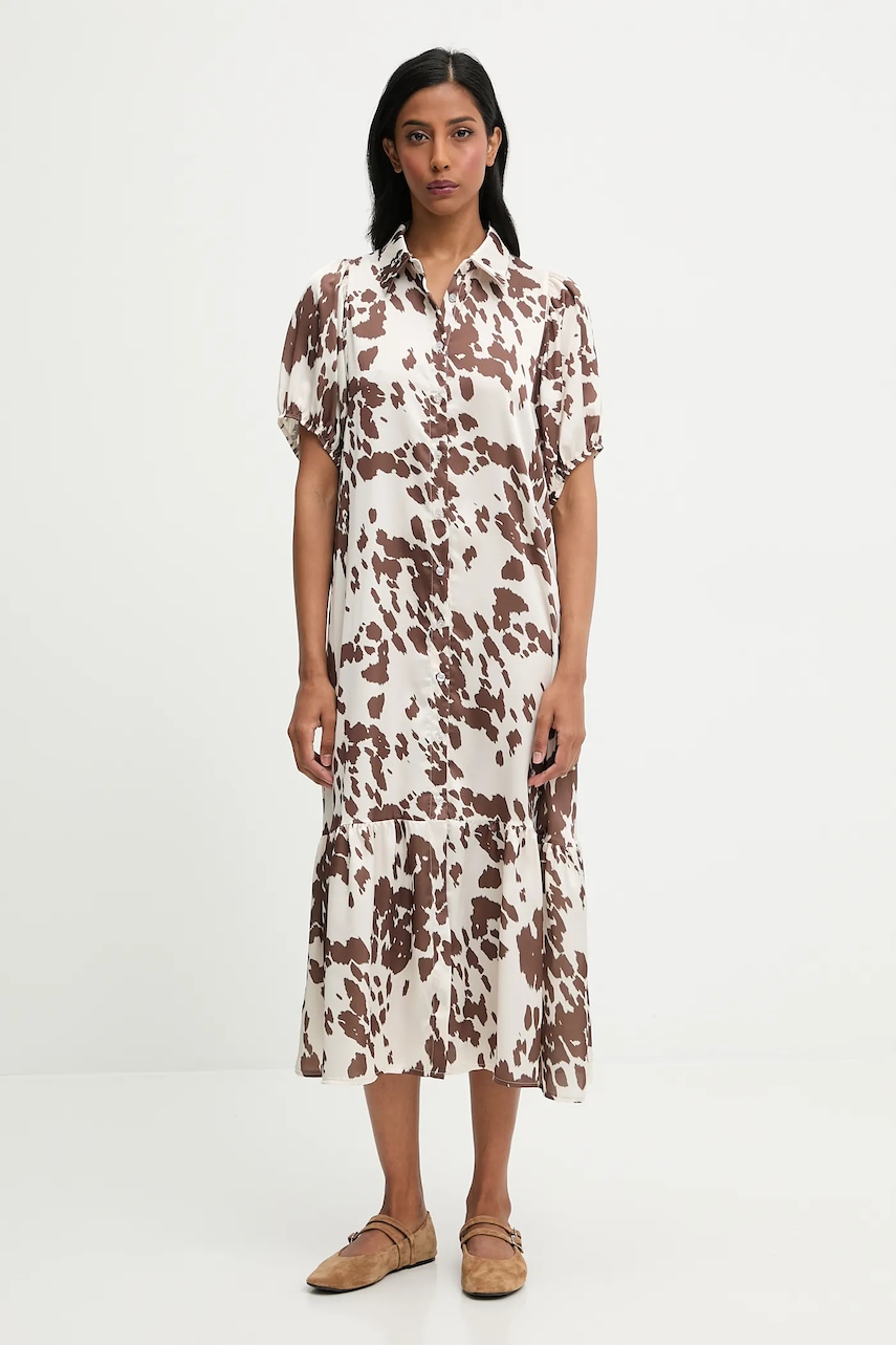 Answear.LAB rochie culoarea maro, midi, drept