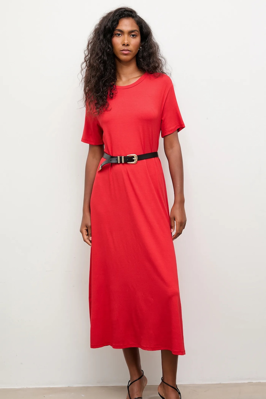 Answear.LAB rochie culoarea rosu, maxi, evazati
