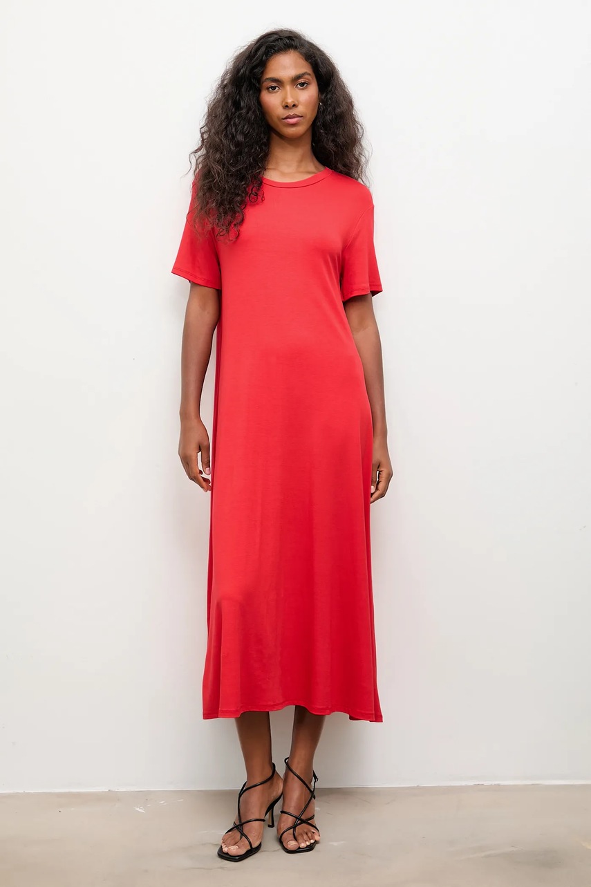Платье Answear.LAB цвет красный maxi расклешённая