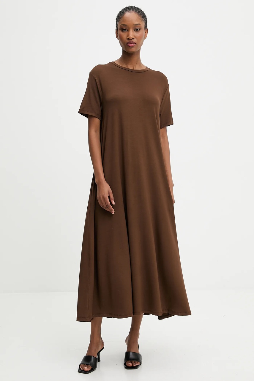 Платье Answear.LAB цвет коричневый maxi расклешённая