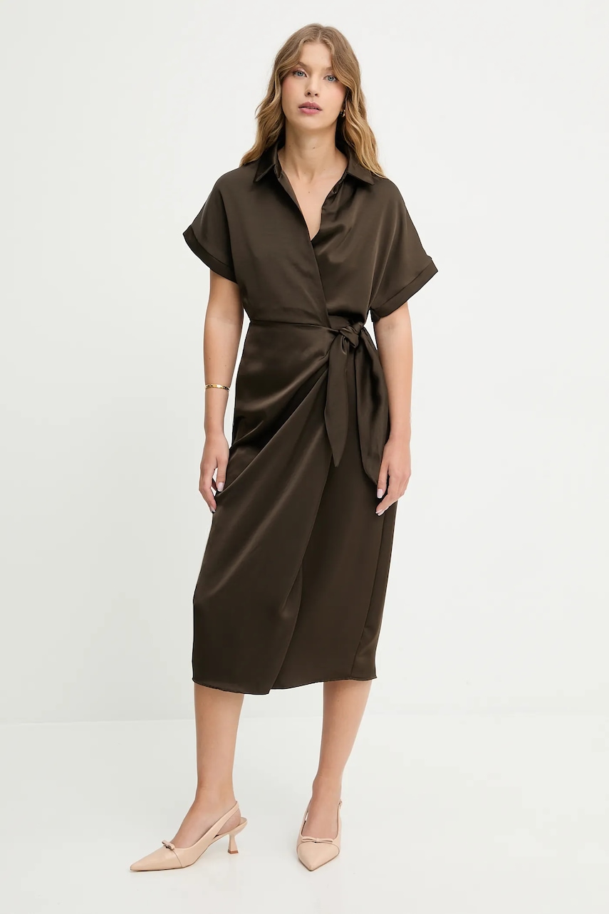 Answear.LAB rochie culoarea maro, midi, drept