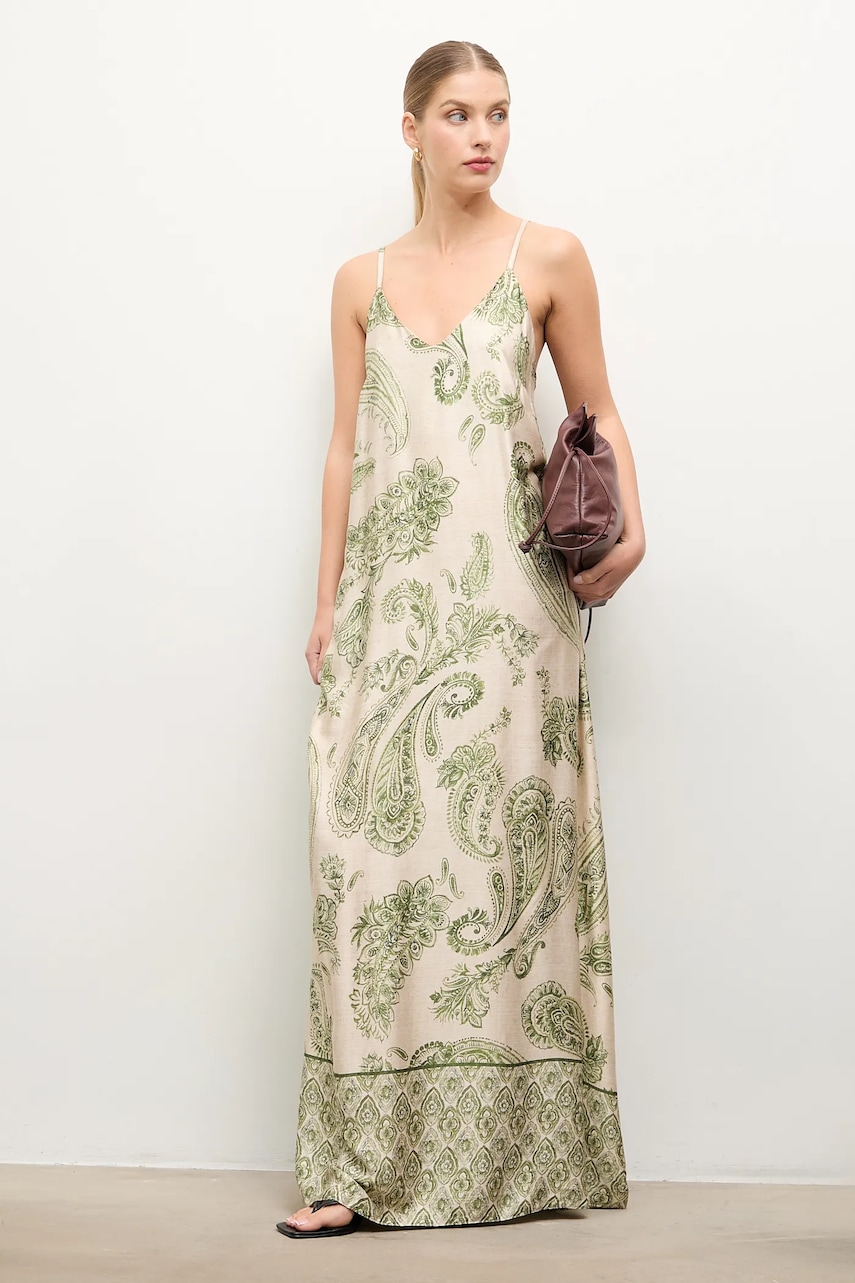 Answear.LAB rochie culoarea verde, maxi, drept