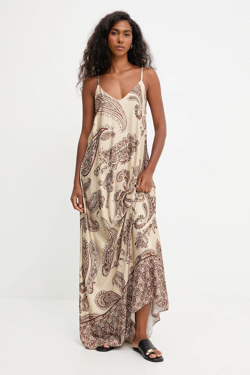 Answear.LAB rochie culoarea maro, maxi, drept