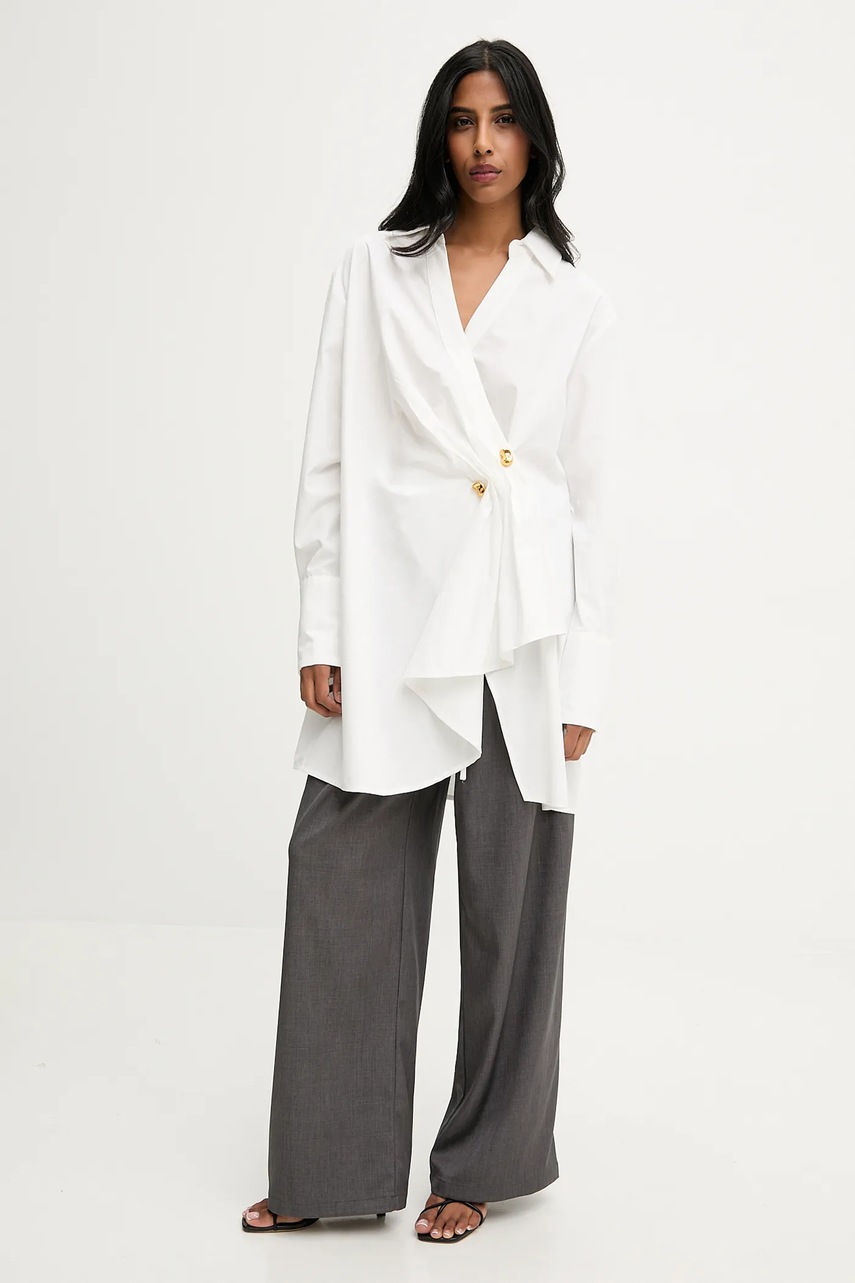 Хлопковая туника Answear.LAB цвет белый mini прямая