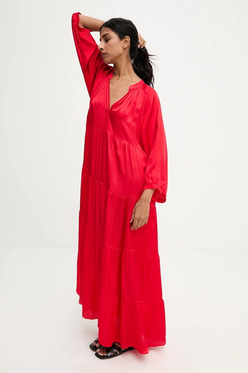 Answear.LAB rochie culoarea rosu, maxi, evazati