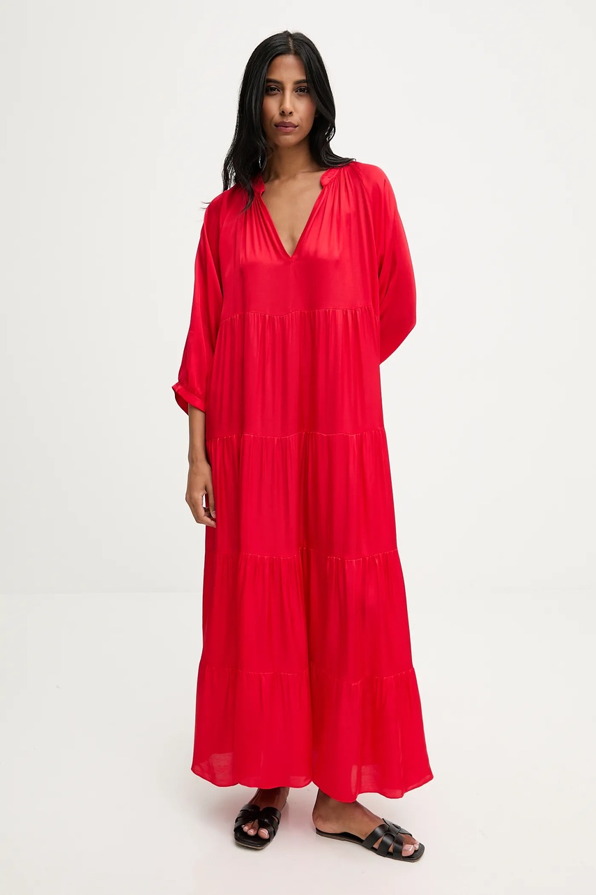 Платье Answear.LAB цвет красный maxi расклешённая