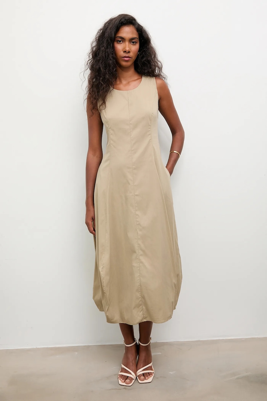 Answear.LAB rochie culoarea verde, midi, evazati