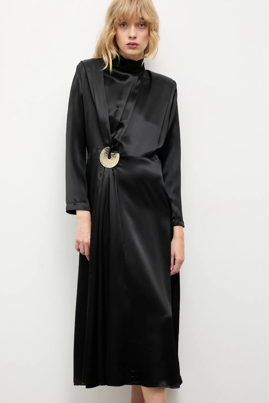 Answear.LAB rochie culoarea negru, maxi, drept