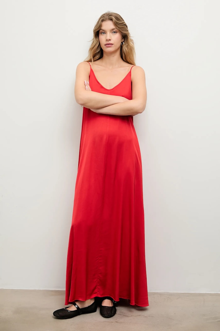 Answear.LAB rochie culoarea rosu, maxi, evazati