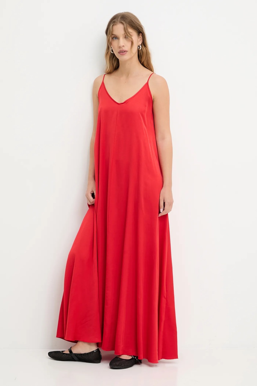 Платье Answear.LAB цвет красный maxi расклешённая