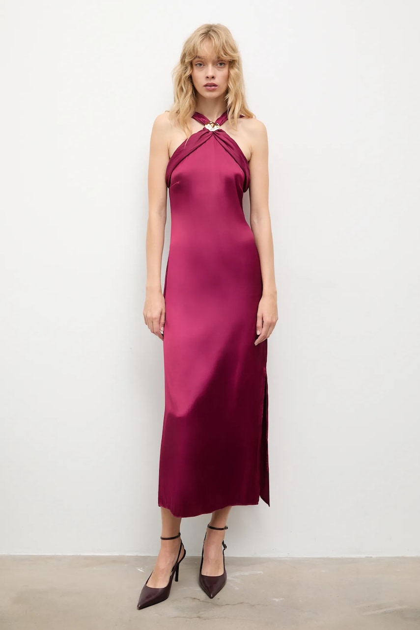 Answear.LAB rochie culoarea rosu, midi, drept
