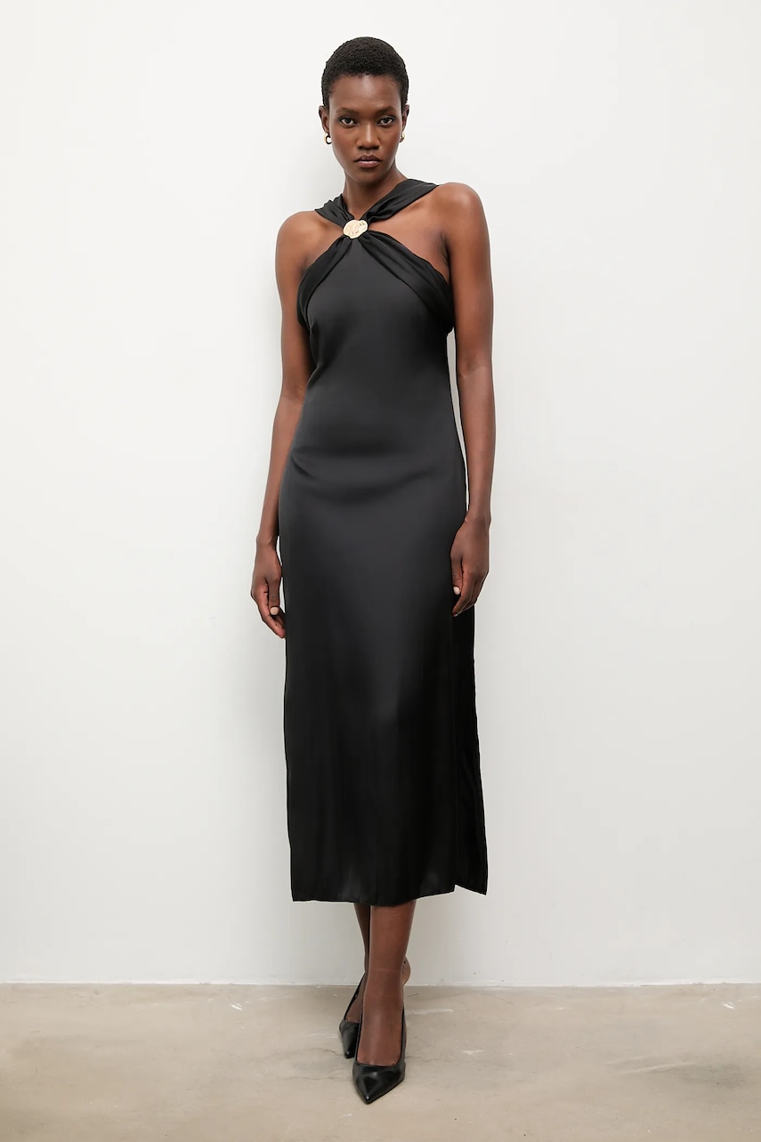 Answear.LAB rochie culoarea negru, midi, drept