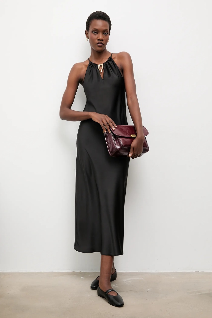 Answear.LAB rochie culoarea negru, maxi, drept