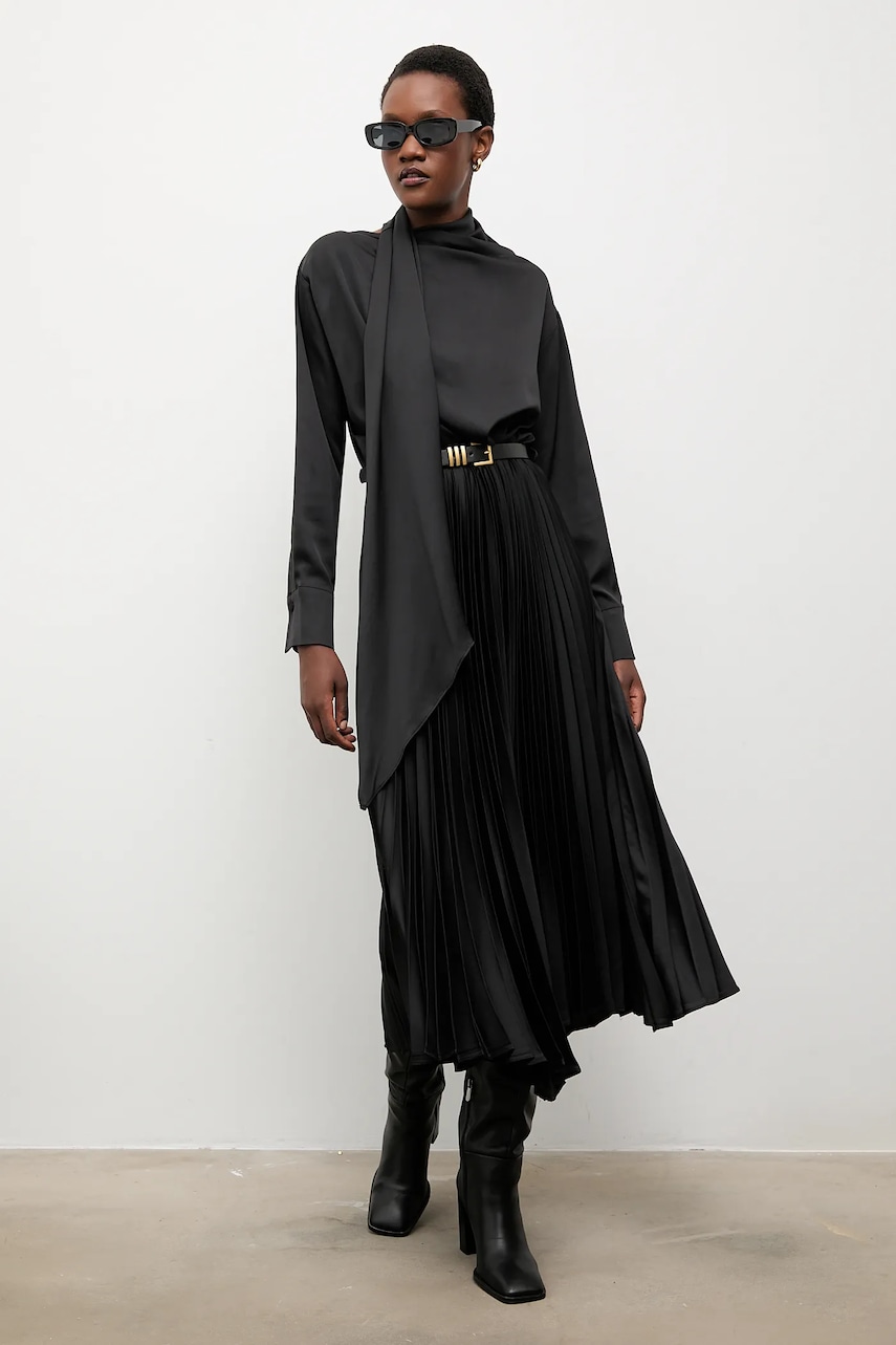 Answear.LAB rochie culoarea negru, maxi, evazati