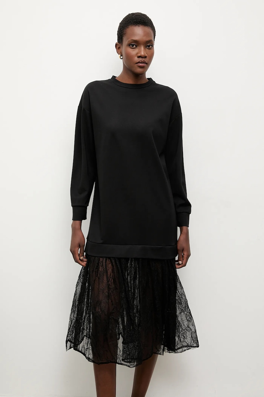Answear.LAB rochie culoarea negru, midi, evazati