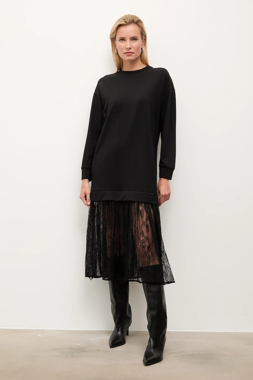 Answear.LAB rochie culoarea negru, midi, evazati
