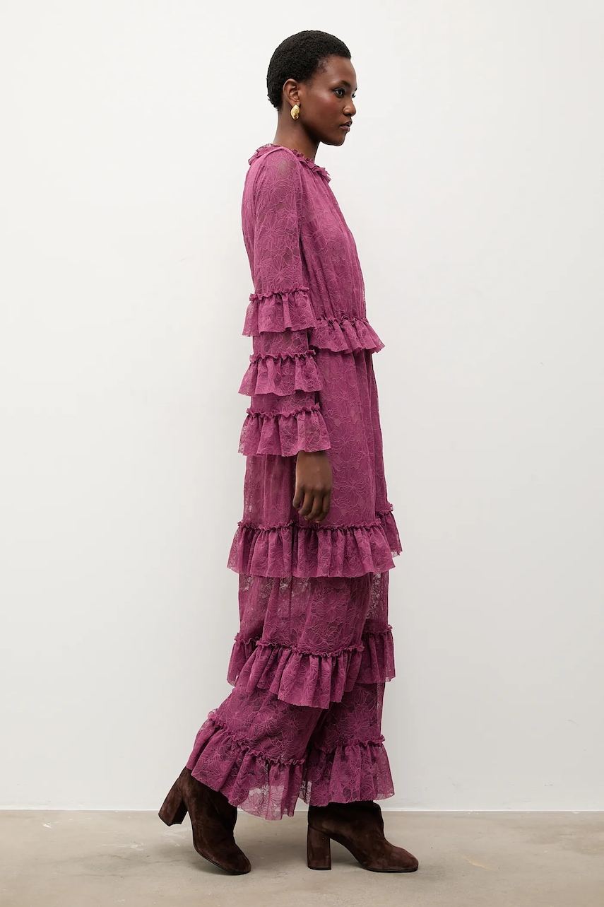 Answear.LAB rochie culoarea bordo, maxi, evazati