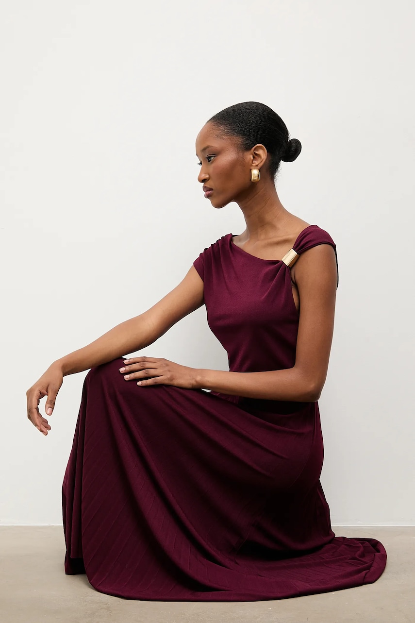 Answear.LAB rochie culoarea bordo, midi, evazati