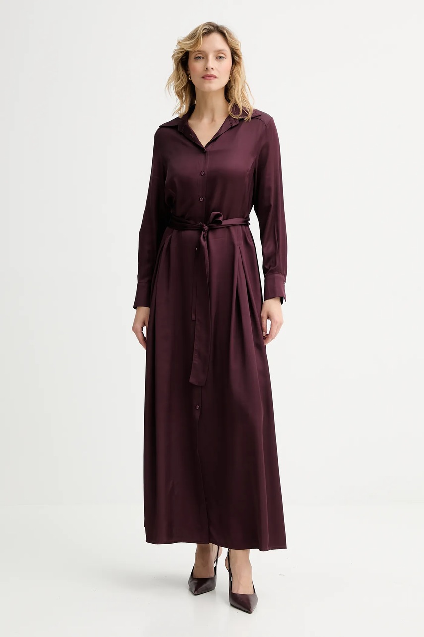 Платье Answear.LAB цвет бордовый maxi расклешённая