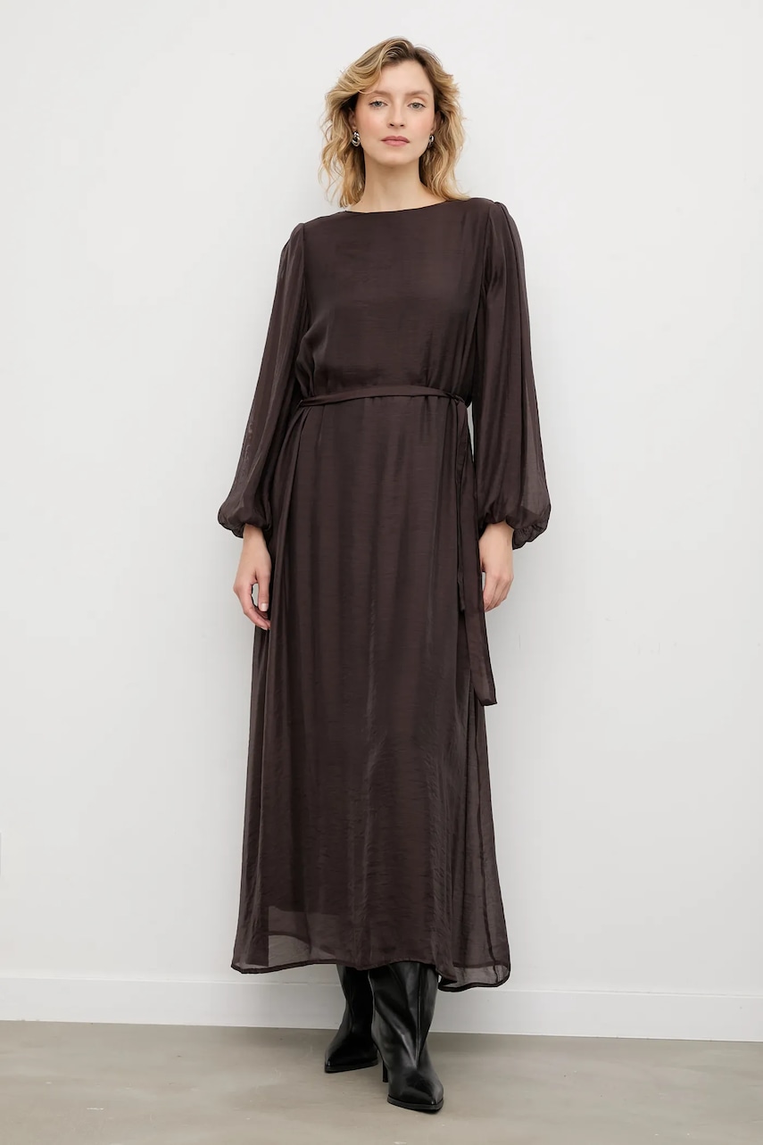 Levně Šaty Answear.LAB hnědá barva, maxi, oversize