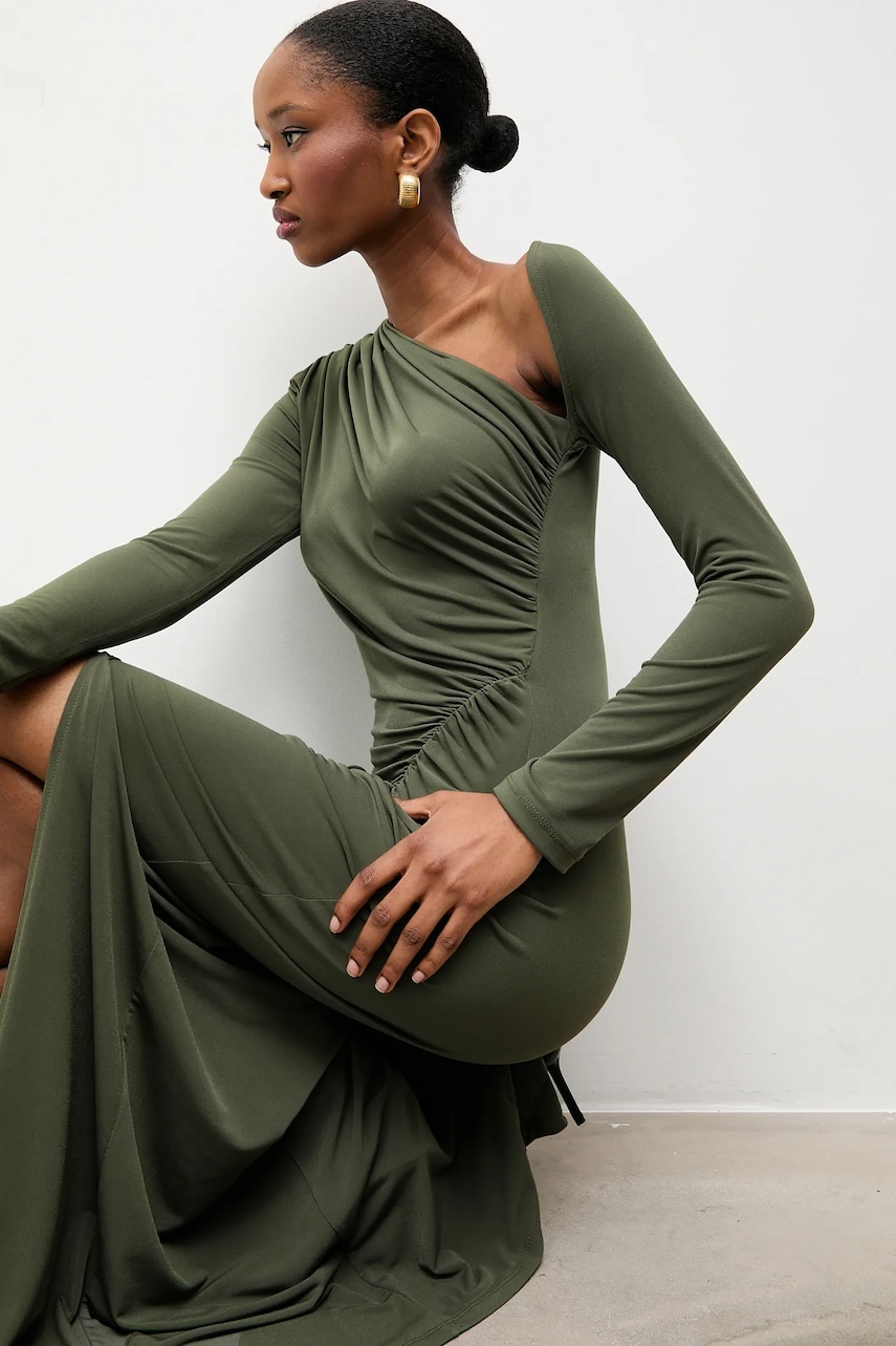 Answear.LAB rochie culoarea verde, maxi, mulata