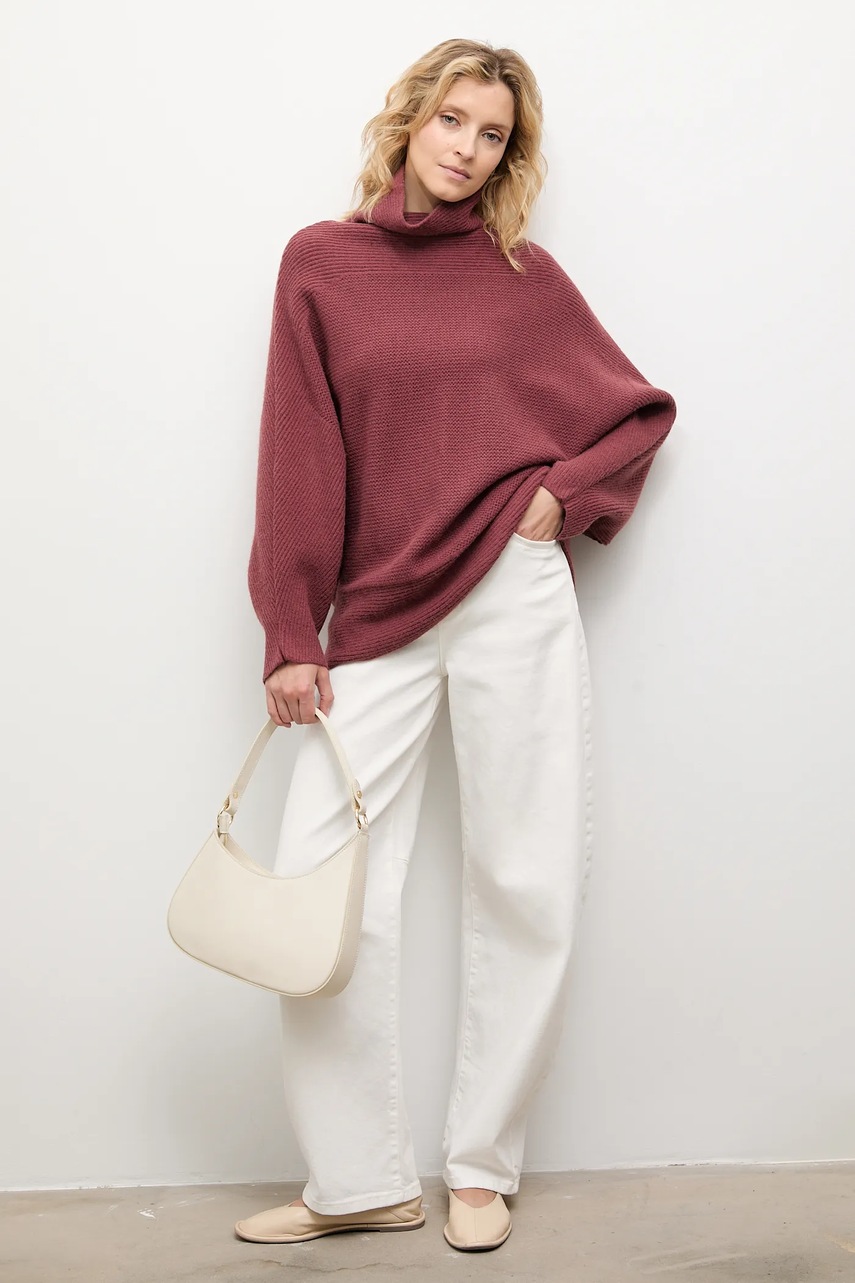 Свитер с кашемиром Answear.LAB цвет бордовый с гольфом