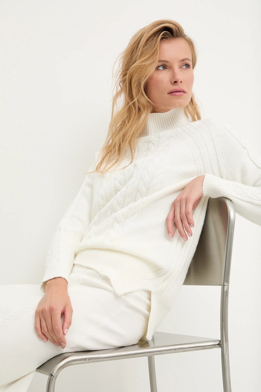 Answear.LAB pulover de cașmir culoarea bej, cu turtleneck