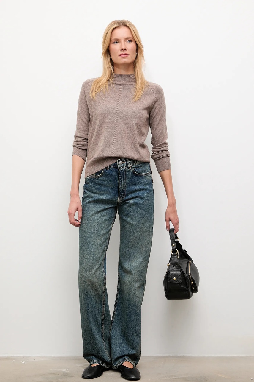 Свитер с кашемиром Answear.LAB цвет бежевый лёгкое с гольфом