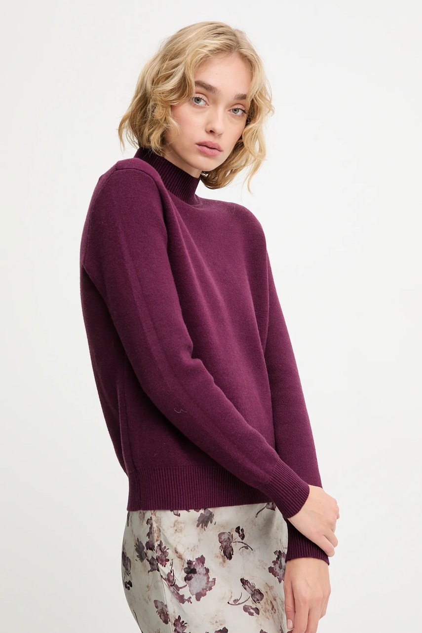 Answear.LAB pulover de cașmir culoarea bordo, cu turtleneck