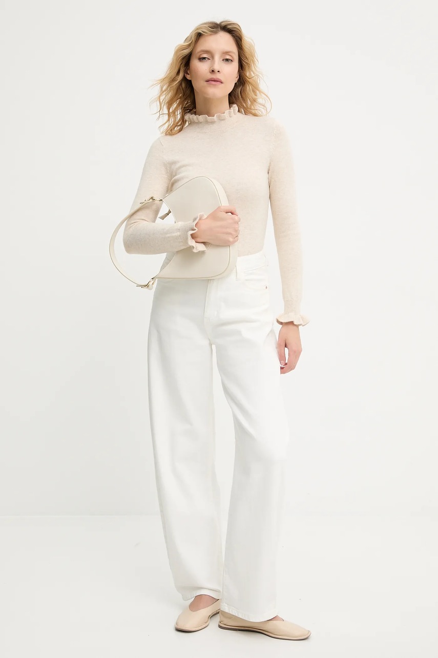 Свитер с кашемиром Answear.LAB цвет бежевый лёгкое с полугольфом