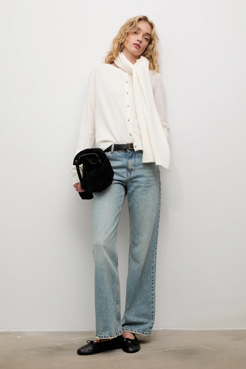 Кардиган из мериносовой шерсти с шарфом Answear.LAB цвет бежевый лёгкий