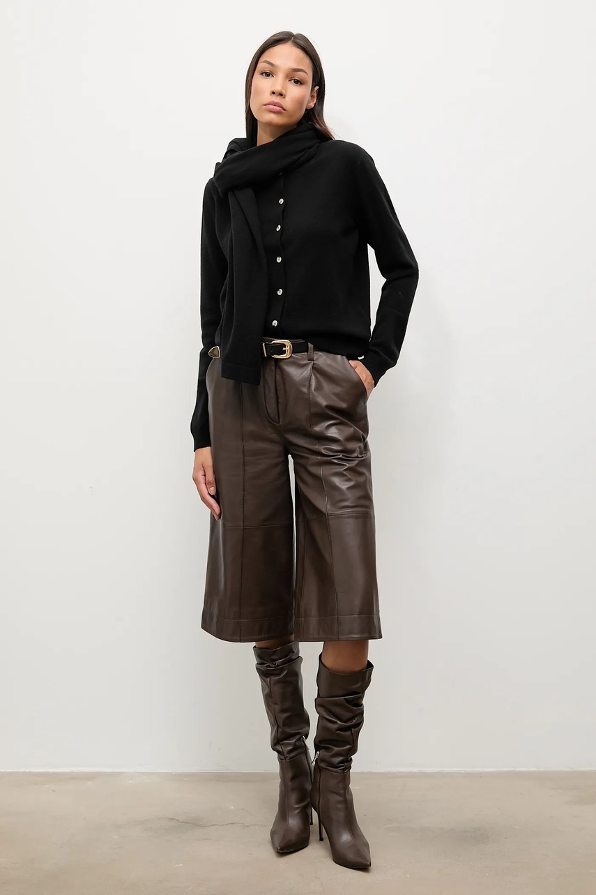 Кардиган из мериносовой шерсти с шарфом Answear.LAB цвет чёрный лёгкий