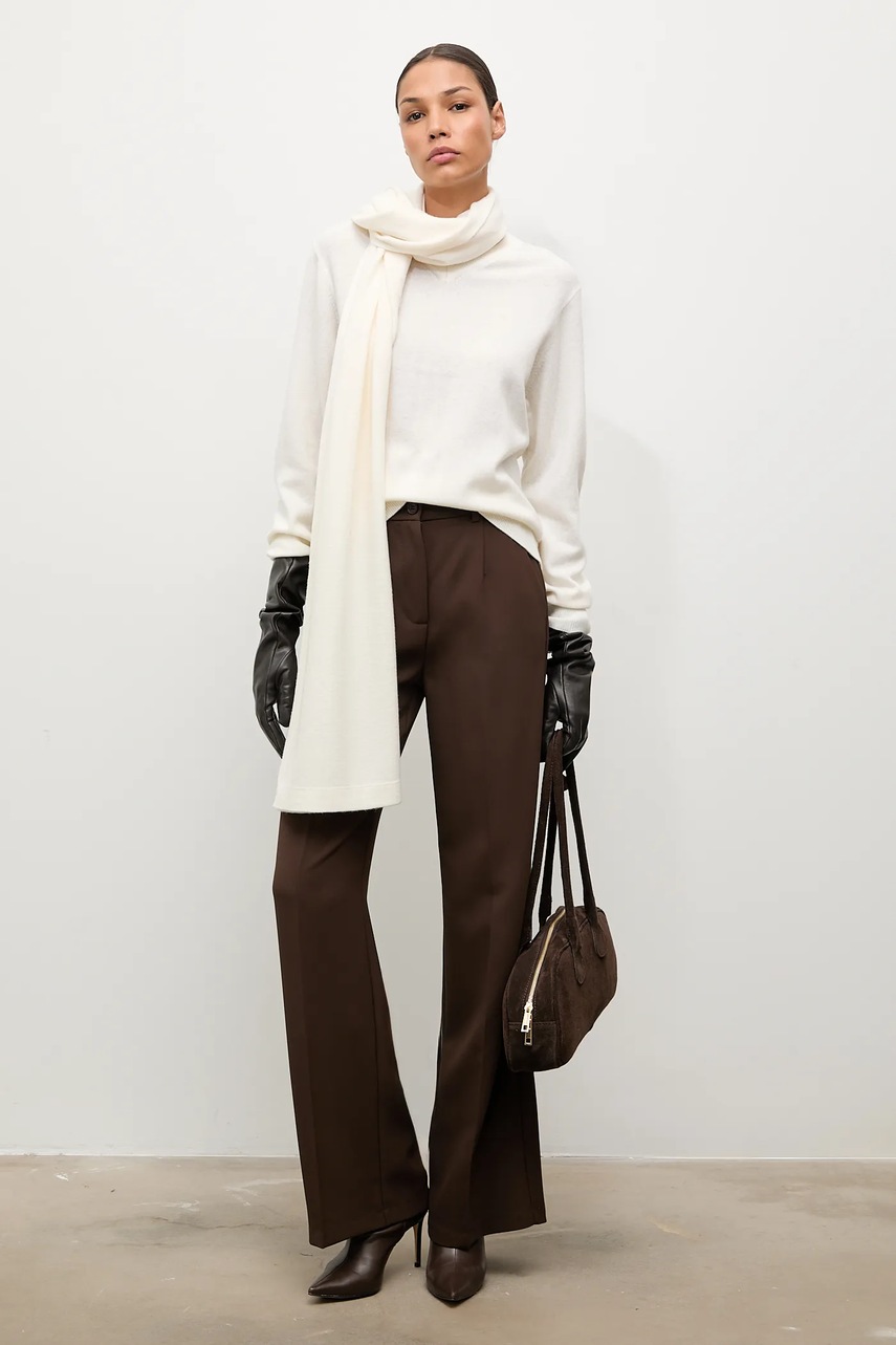 Свитер из мериносовой шерсти с шарфом Answear.LAB цвет бежевый лёгкий