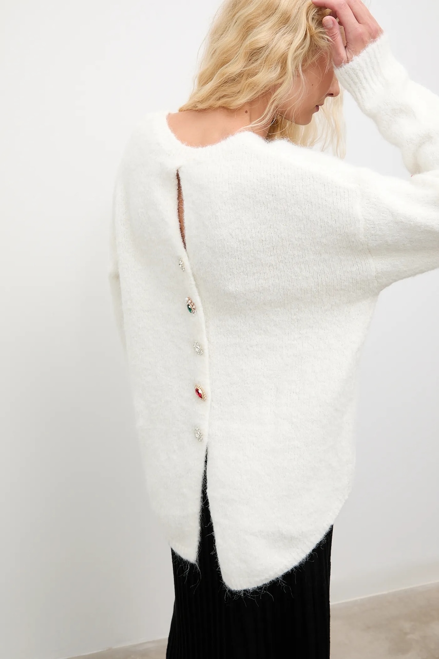 Answear.LAB pulover de lana culoarea alb