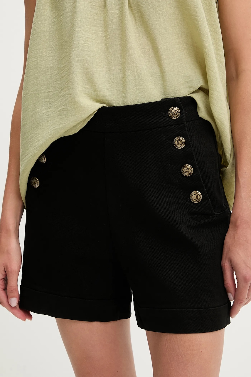 Answear Lab pantaloni scurti culoarea negru, neted, high waist