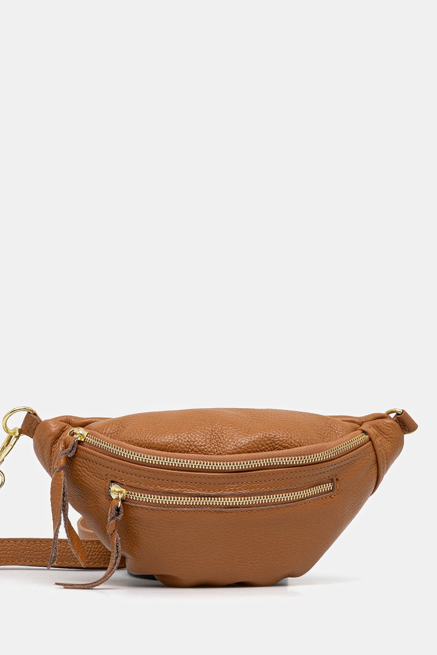 Answear Lab borseta de piele culoarea maro