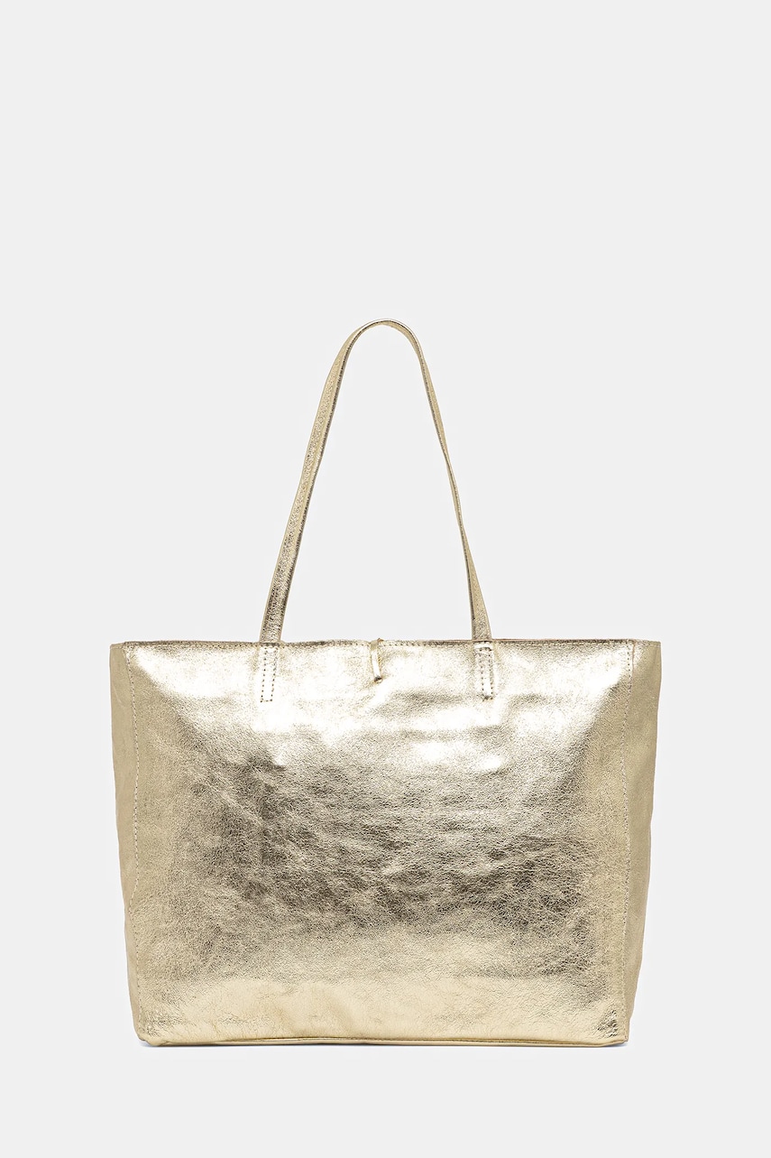 Answear Lab poseta de piele culoarea auriu